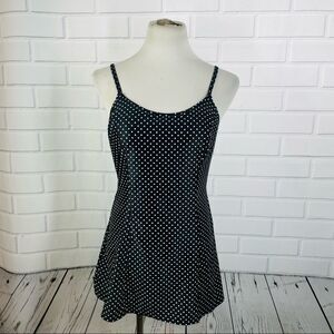 10/$25🦋 Monte Carlo Beach Club Black Polka Dot Skirted One Piece Swimsuit - 10